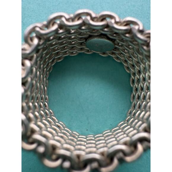 Tiffany & Co Silver Wide Mesh Somerset Woven Band Ring 5.75 - Picture 8 of 12